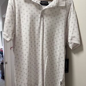 Kenneth Cole White Patterned Polo Shirt